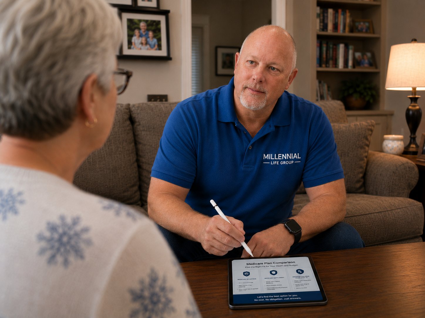 James Michael Kaufer, independent Medicare broker, meeting with a client