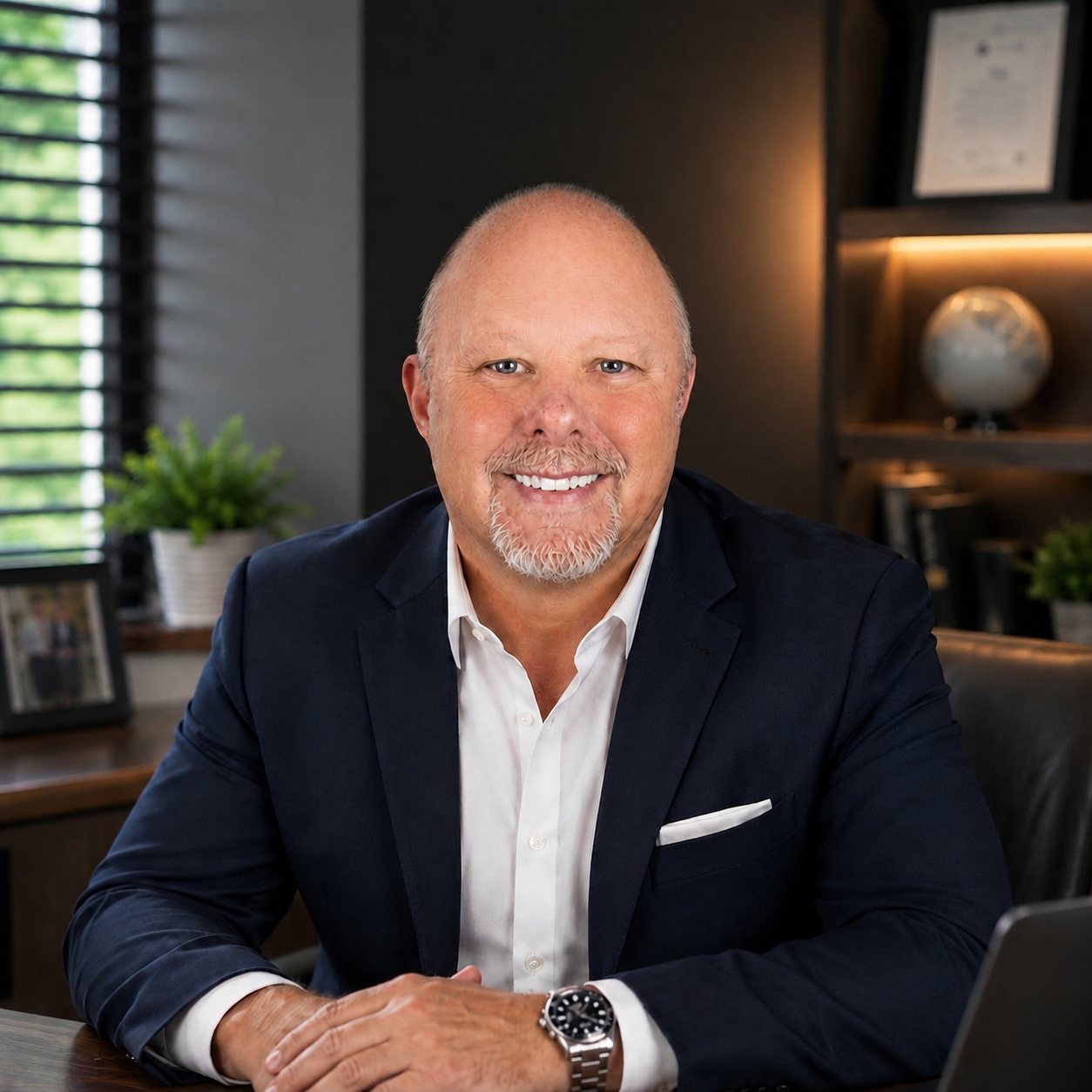 James Michael Kaufer, independent Medicare broker, in his office